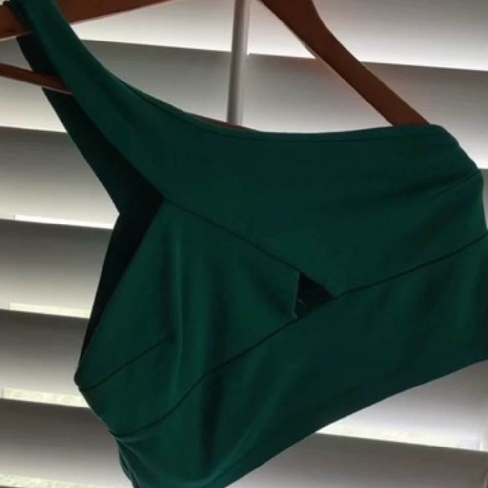 emerald green asymmetrical crop top